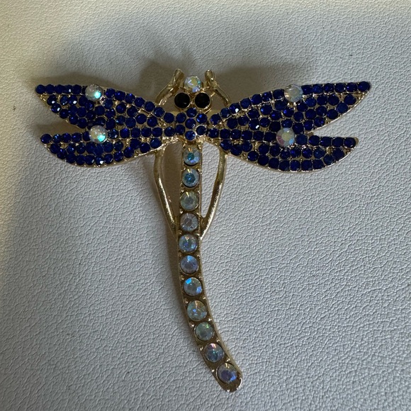 Jewelry - Blue and Gold Dragonfly Brooch